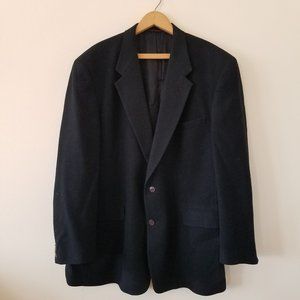 100% Camel Hair Black Sport Coat Size 48L